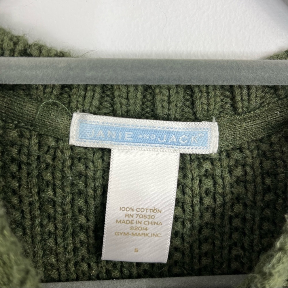 Janie and Jack Size 5 Cotton Cable Knit Olive Green Sweater KB - Picture 4 of 4